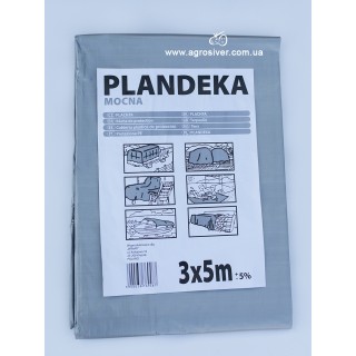 Тент поліпропіленовий сірий  3х5 м, 120 г/м2